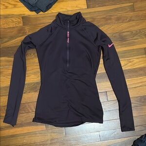 Nike Black and Pink Fitted Long Sleeve Tee